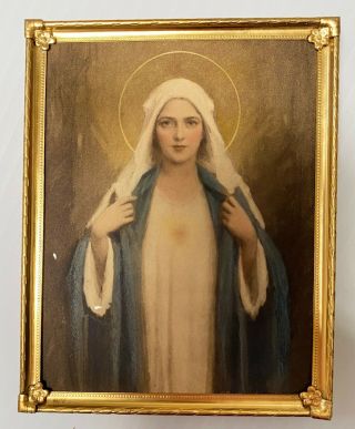 Antique Nouveau Print Immaculate Heart Of Mary Charles Bosseron Chambers Framed