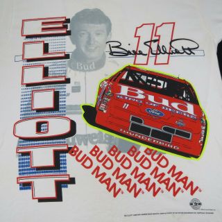 Budweiser King Of Beers Bud Man Vintage 1992 T Shirt L - Signed By Bill Elliott