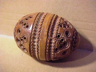 Exceptional Quality Antique Victorian Carved Coquilla Nut - Nutmeg Spice Holder