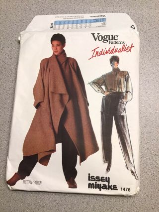 Vogue 1476 Issey Miyake Retro Individualist Size 12 Coat,  Shirt,  Pants Uncut