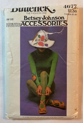 Vintage Betsy Johnson Butterick Pattern Accessories 4677 Hat Purse Scarf