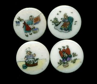 Set Of 4 Vintage Lois Calkins Buttons…sing A Song Of Six Pence Nursery Rhyme