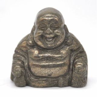 1.  4 " Laughing Maitreya Buddha Figurine Copper Pyrite Crystal Healing Carving