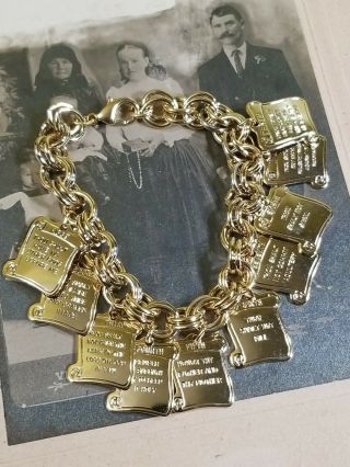 Ten Commandments Gold Plated Bracelet 7.  5 Inches