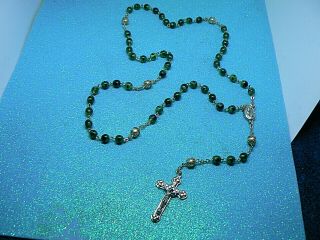 A Green Marble Bead Roman Catholic 5 Decade Holy Rosary