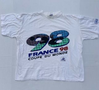 Vintage 90s France 98 Coupe Du Monde Soccer World Cup Xl Single Stitch Shirt