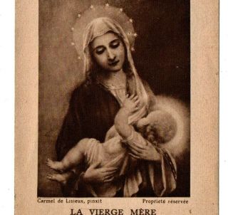 Antique Holy Card Painting Virgin Mother By Carmel Sister Of Lisieux - S Therese
