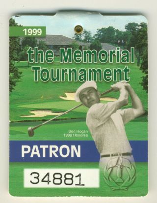 1999 Memorial Tournament Ticket Badge Tiger Woods Wins 9