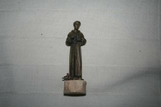 Vintage St.  Francis Of Assisi W Birds Made In Italy Figurine Brass 4.  25 " High