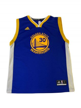 Adidas Golden State Warriors Steph Curry Swingman Jersey Youth Large Blue Gold