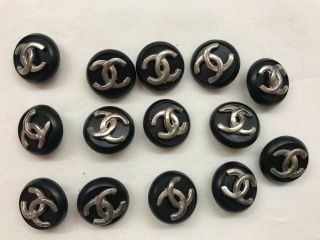 14 Vintage Cc Logo Buttons - Plastic And Metal
