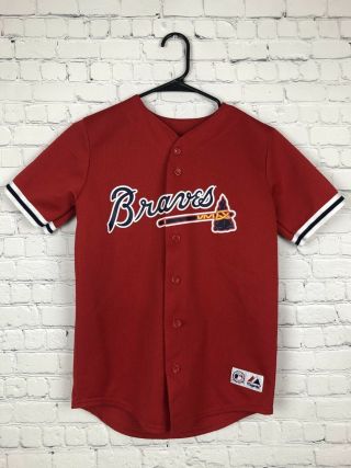 Majestic Atlanta Braves Youth Jersey Andruw Jones 25 Red Large Mlb
