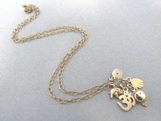 Vintage Gold Wash Sterling Taoism Wuwei Charm Pendant Necklace