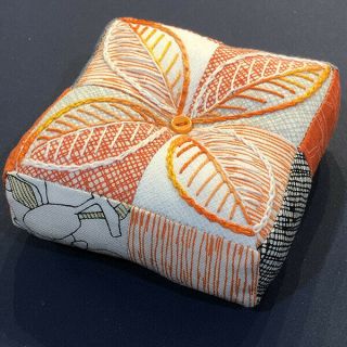 Handmade " Orangeade " Fabric Pincushion; Benefits Feeding America