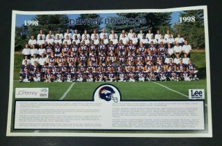 1998 Denver Broncos Team Photo Poster Back To Back World Champs Elway Davis