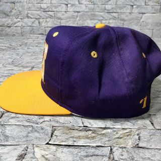 Vintage 90 ' s Washington Huskies Spellout Logo Purple Gold Snapback Cap Hat 3
