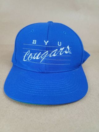 Vintage Byu Cougars Logo Athletic Snapback Hat 90 