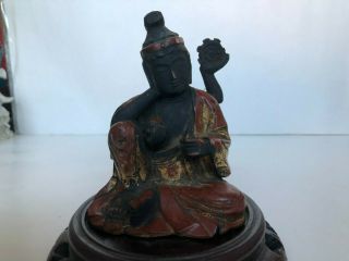 Antique Asian Wood Carving Of Buddhist Buddha