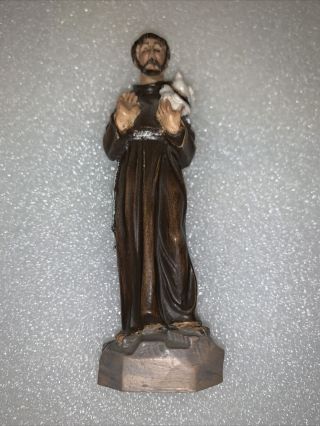 4” Saint St.  Francis Of Assisi Statue Hand Painted Vintage Catholic