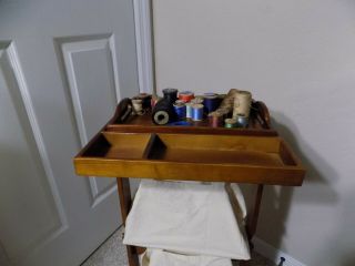 Vintage Stand Up Sewing/Knitting Stand with 2 Storage Compartments 2