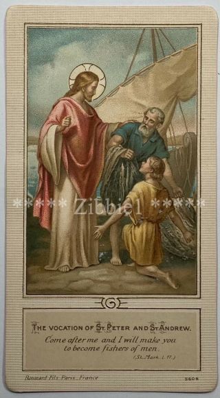 The Vocation Of St Peter And St Andrew,  Vintage Textured Holy Devotional Card.