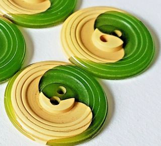 Vintage Buttons…bakelite Yin Yang Design…creamed Corn Yellow & Green