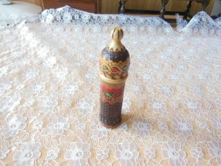 Vintage Decorative Continental Hand - Painted/carved Wooden Needle Case