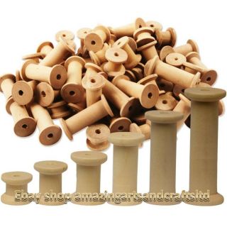 70 Wooden Bobbins Spools Pack Sewing Cotton Reels Ribbon Craft Includes 75mm