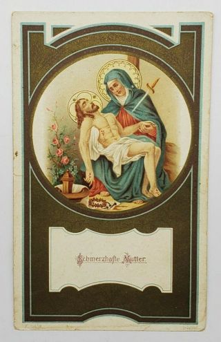 Vtg German Gebet Prayer Card Painful Mother Jesus Catholic Christian Ephemera