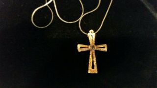 Vintage Peep Hole Cross The Lords Prayer Pendant Cross Necklace Pendant