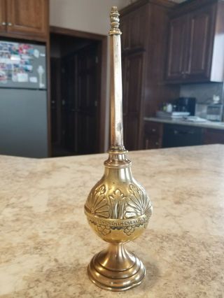 Antique Solid Brass Rare Holy Water Font? Opium Oil Dispenser? 10 1/2 Inches