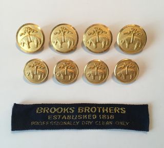 Set Of 8 Brooks Brothers Golden Fleece Blazer Buttons Gold Tone -