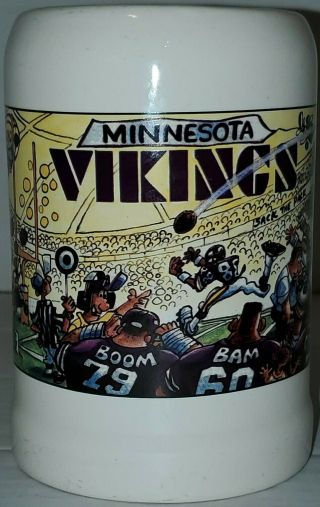 Rare Vintage Team Nfl Minnesota Vikings (vs Packers) Beer Stein/mug By Bruce Day