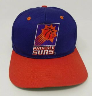 Vintage Phoenix Suns Ajd Snapback Hat Cap Purple Orange White Logo 90s Nwt