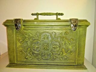 Vintage Max Klein Sewing Box Green Faux Wood