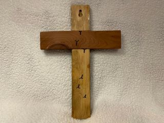 Hand made high gloss brown wooden Wall Cross with 3 Nails (13.  75 
