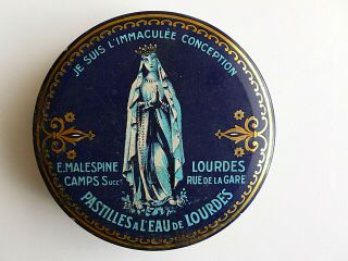 2028/13 Old Large Box Notre Dame De Lourdes.  Metal