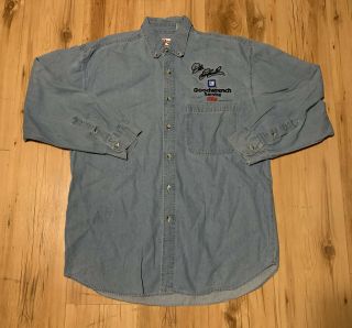 Vintage Nascar Dale Earnhardt Sr.  Denim Long Sleeve Button Up Shirt Mens Large
