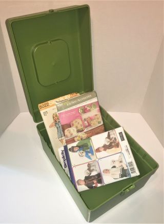 Mid Century Sewing Pattern Storage Box Wilson Wil - Hold Avocado Green Plastic