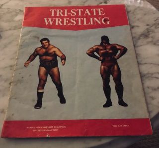 Vintage Tri - State Wrestling Bruno Sammartino & The Battman Program Pittsburgh