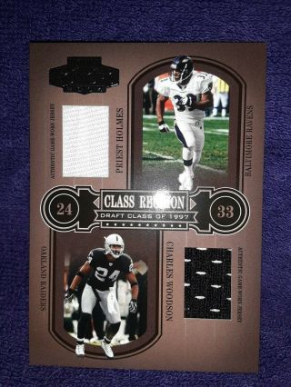 Charles Woodson And Priest Holmes Dual Jersey Card 066/150 Class Reunion Honors