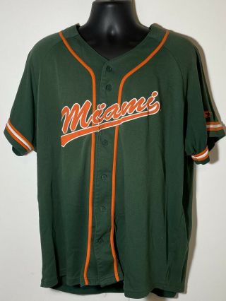 Vintage Sewn Starter University Of Miami Hurricanes Baseball Jersey Shirt - Xl