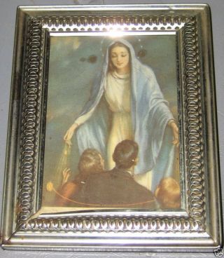 Vintage Framed Litho Of Mary Immaculate Vincentian Fr