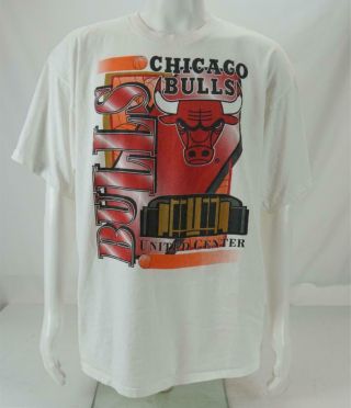 Vtg Sunrise Sportswear Chicago Bulls United Center T - Shirt White Men 