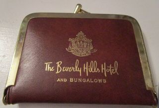 Vintage The Beverly Hills Hotel & Bungalows Brown Leather Travel Sewing Kit