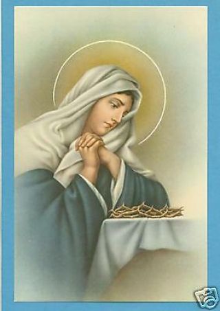 Vintage Catholic Large Holy Card Sorrowful Mary W/ Jesus 