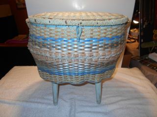 Vintage Standing Wicker Sewing Basket With Handle Singer??