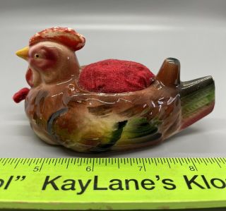 Vintage Enesco Chicken Pin Cushion And Tape Measure Japan L@@k