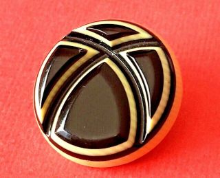 Neat Vintage 4 - Layer Laminated Art Deco Black & Cream Celluloid Button…1&1/8 "