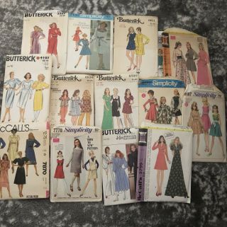 33 Vintage Mccalls Buttericks Simplicity Sewing Patterns 1960’s - 80’s Sz11 - 13